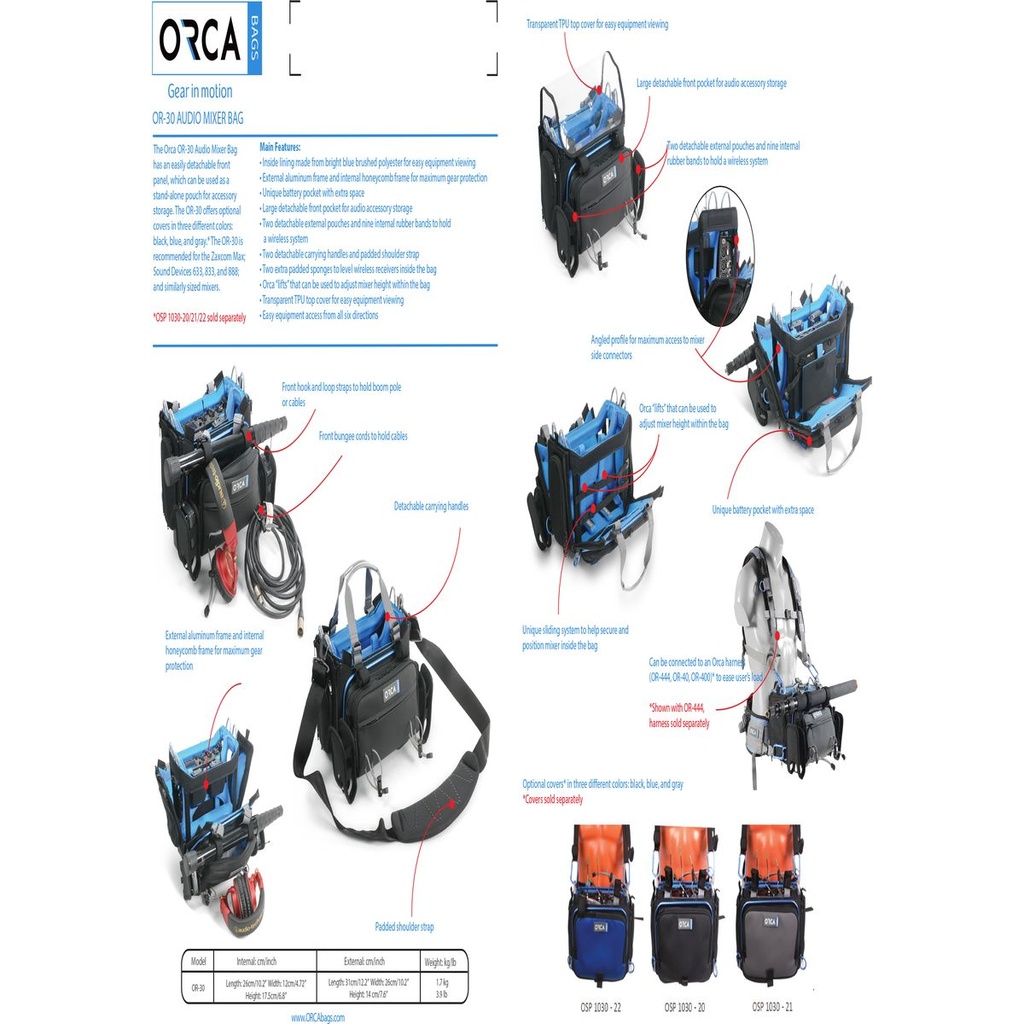 [OR113212] ORCA OR-30 ORCA Audio Bag w/ Detachable Front Cover